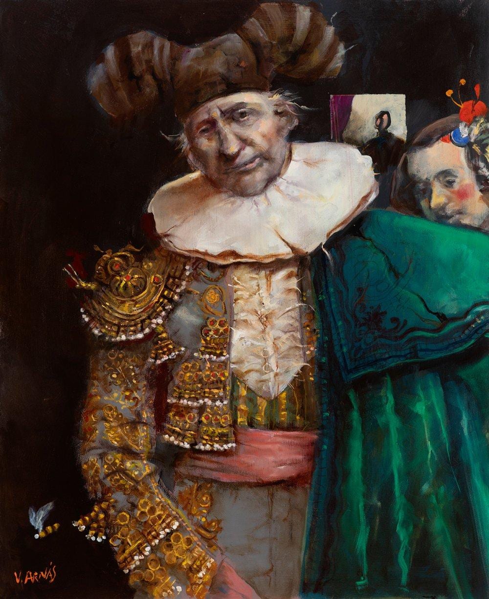 Vicente Arnás Lozano comparable auction result: vicente arn s lozano madrid 1949 the old bullfighter 2023 oil on canvas signed in the lower left corner signed dated and titled on the back