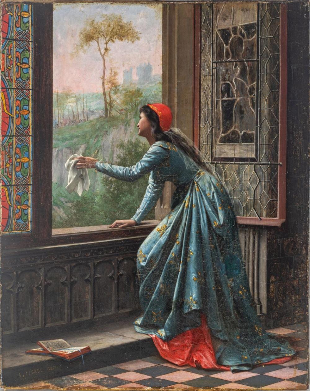 Adolphe Alexandre Lesrel comparable auction result: adolphe alexandre lesrel french 1839 1929 oil on canvas 1871 farewell h 9 75 w 7 25 frame size h 16 w 14
