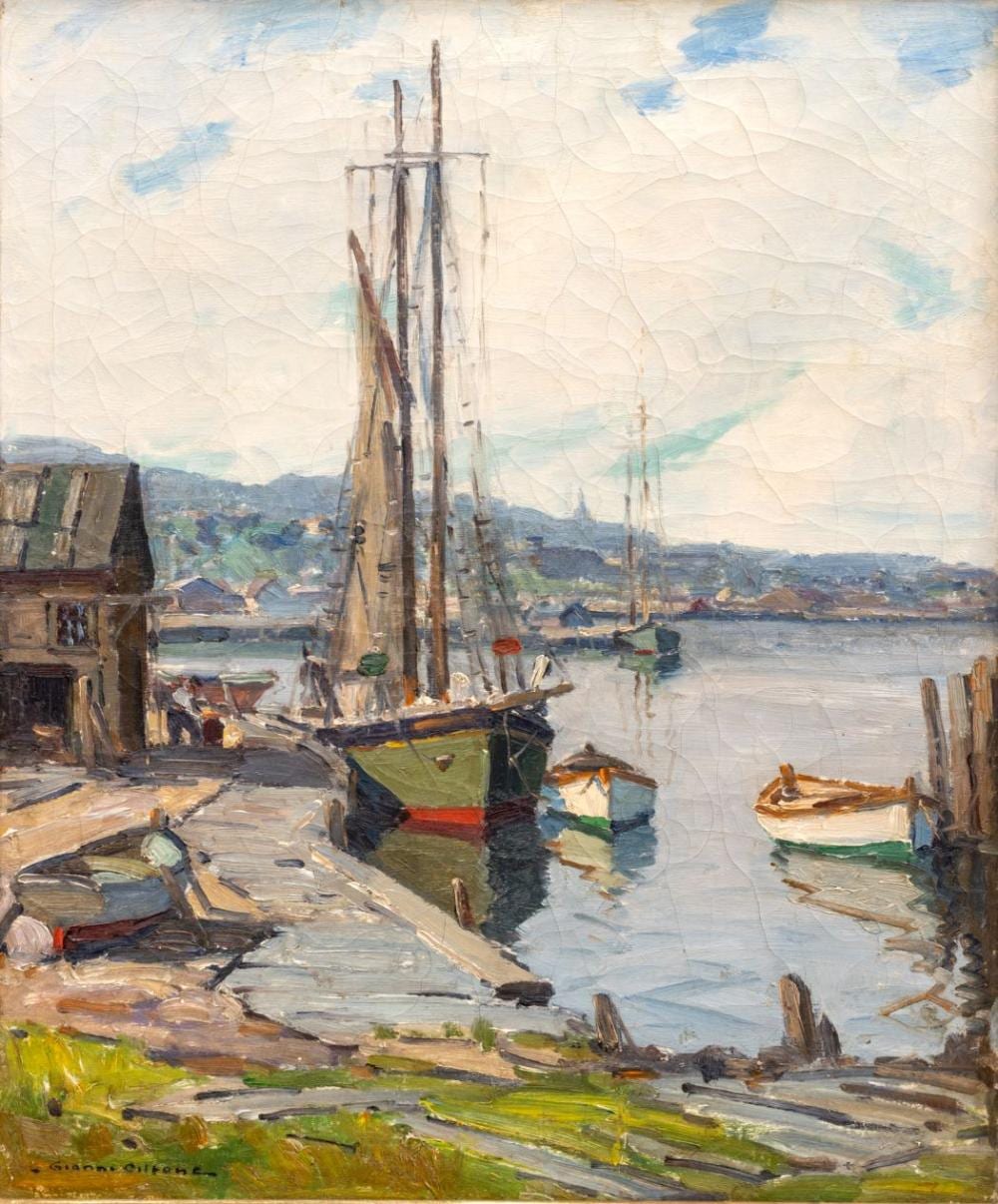 Gianni Cilfone comparable auction result: gianni cilfone italy usa 1908 1992 oil on canvas salty atmosphere h 30 w 25 frame size h 35 w 30