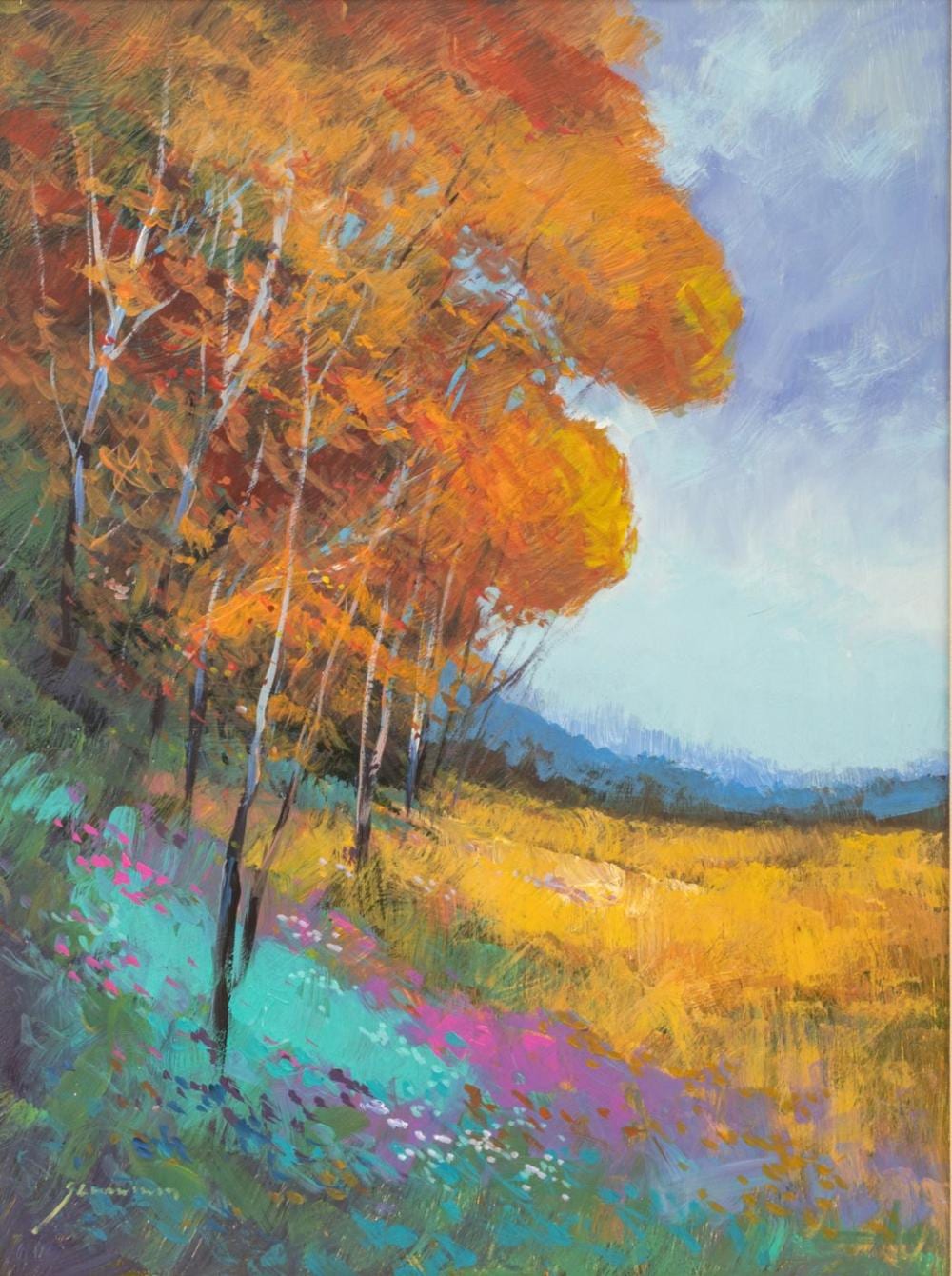 Michael Schofield comparable auction result: michael schofield american b 1947 oil on board landscape h 23 5 w 17 5 frame size h 32 5 w 26 75