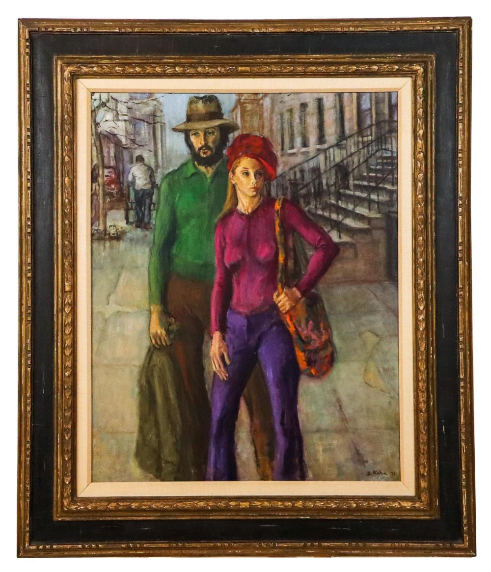 Susan Kahn comparable auction result: susan kahn steet scene ii oil on canvas
