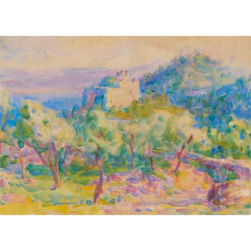 john peter russell 1858 1930 ligurian hills 1913 watercolour and pencil on paper 26 x 36 5cm · Leonard Joel · 2026-03-17 John Peter Russell comparable auction result: john peter russell 1858 1930 ligurian hills 1913 watercolour and pencil on paper 26 x 36 5cm