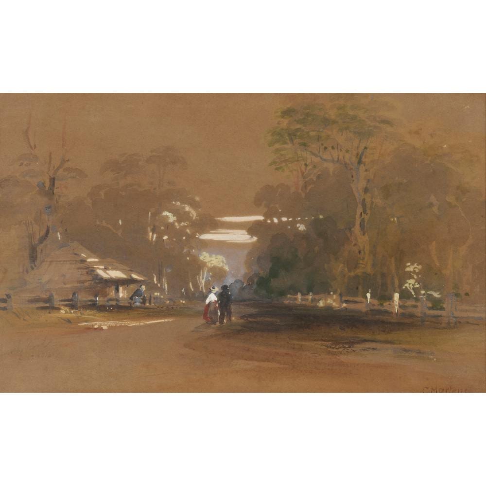 Conrad Martens comparable auction result: conrad martens 1801 1878 penrith road 1835 watercolour and gouache on paper 13 x 21cm