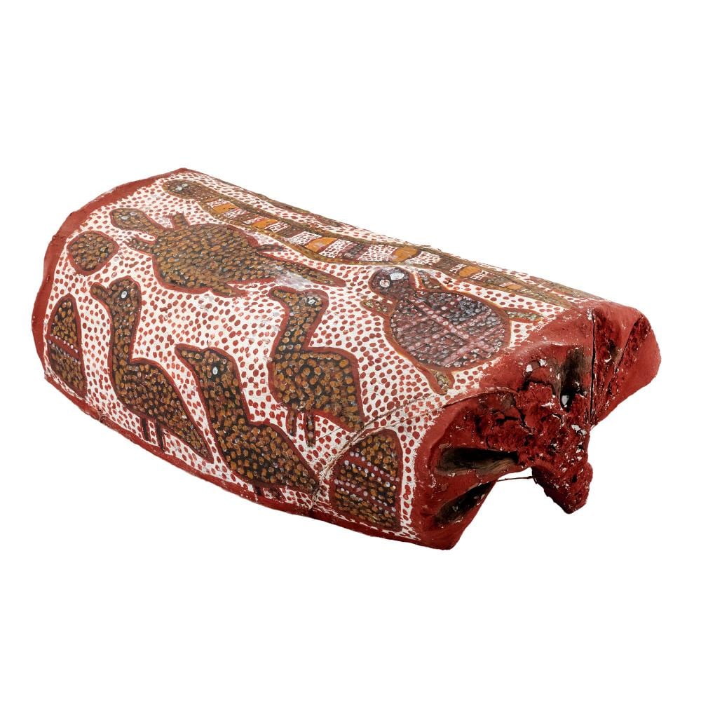 Lily Karedada comparable auction result: lily karadada born c 1937 language group woonambal ngamarrga bark container natural earth pigments on stringybark bush strin