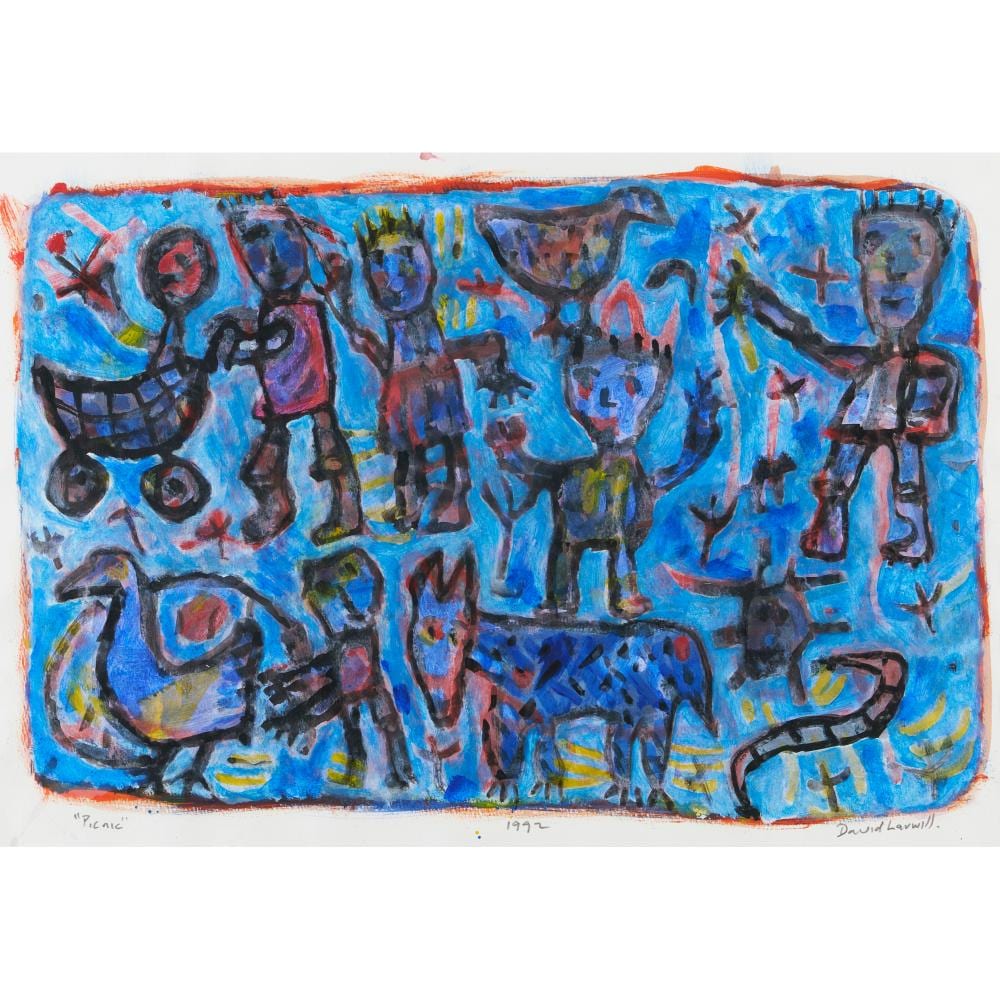David Larwill comparable auction result: david larwill 1956 2011 picnic 1992 gouache on paper 45 x 68cm