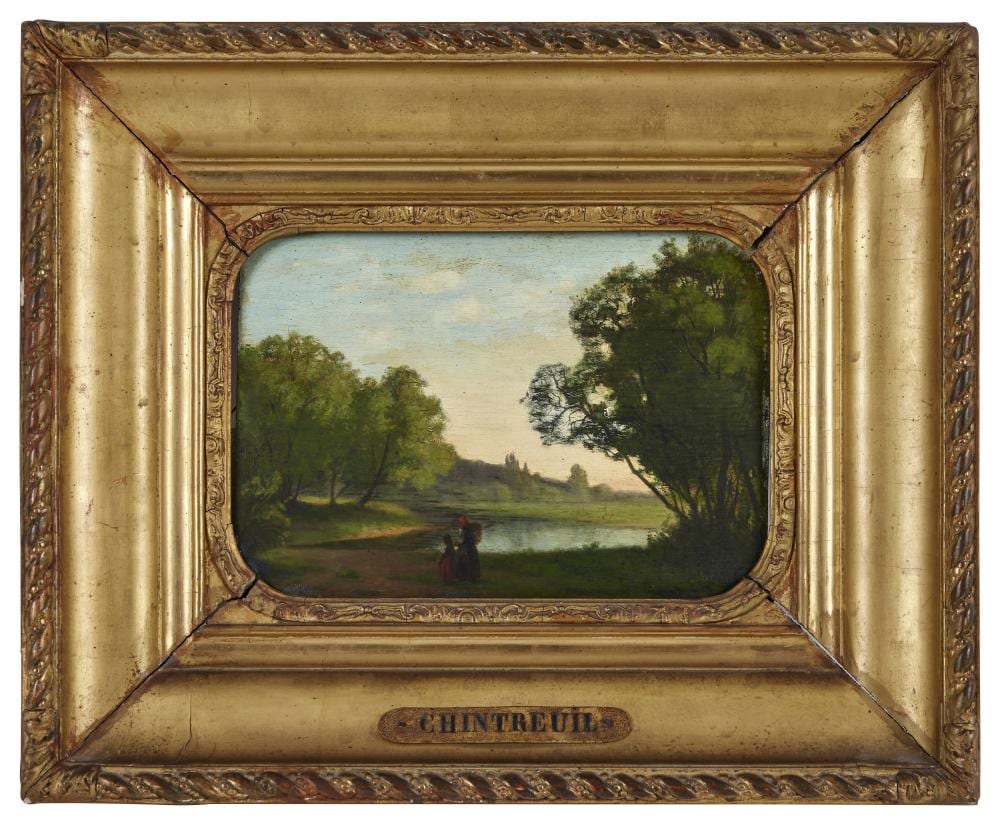 Antoine Chintreuil comparable auction result: antoine chintreuil 1814 1873 paysage huile sur panneau porte une signature presque illisib