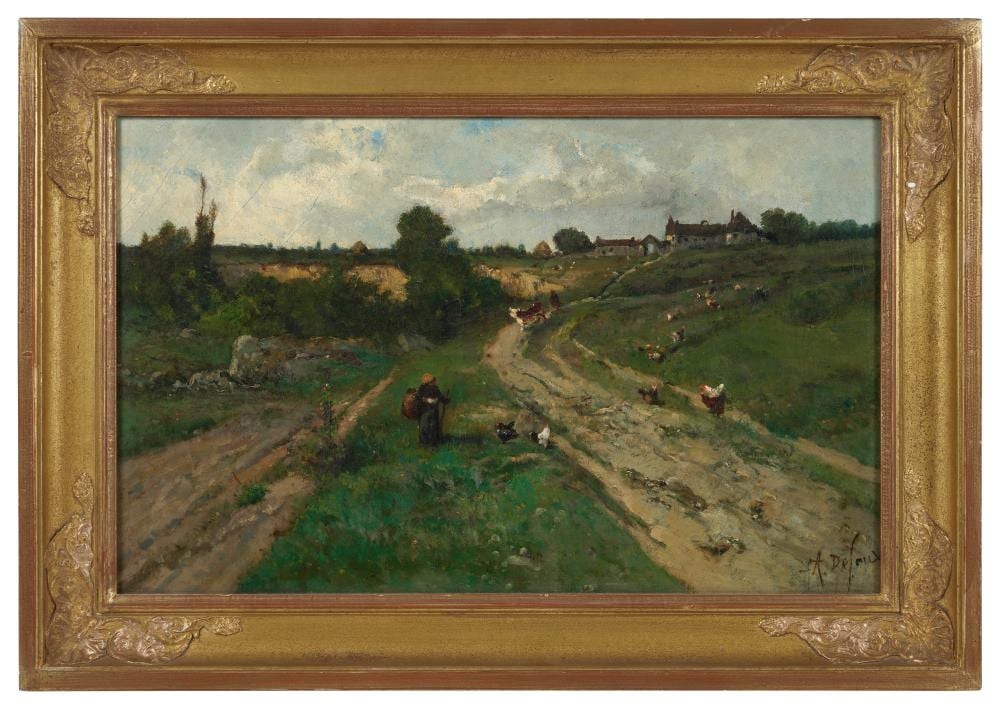 Alexandre Defaux comparable auction result: alexandre defaux 1826 1900 un chemin larchant huile sur toile sign en bas droite si