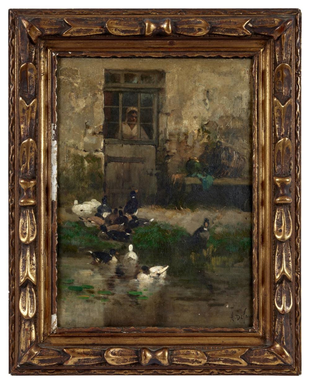 Alexandre Defaux comparable auction result: alexandre defaux 1826 1900 canards barbottant dans la mare huile sur toile sign en bas