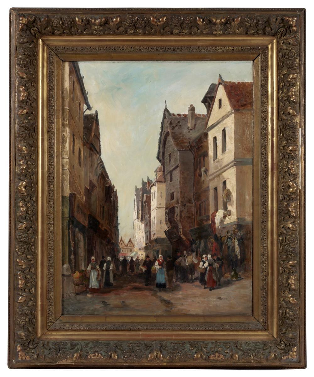 Alexandre Defaux comparable auction result: alexandre defaux 1826 1900 rue anim e de ville huile sur toile sign en bas gauche 65
