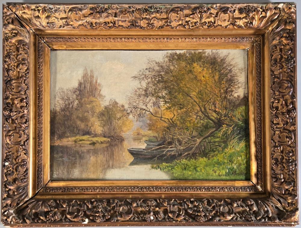 Gabriel Mathieu comparable auction result: gabriel mathieu 1843 1921 bord de rivi re huile sur toile sign en bas droite 33 x 49