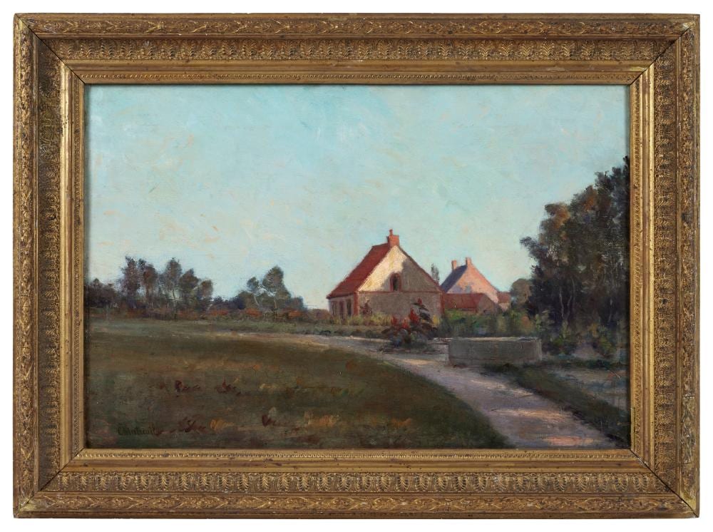 Antoine Chintreuil comparable auction result: antoine chintreuil 1814 1873 maisons au soleil couchant huile sur panneau sign en bas ga
