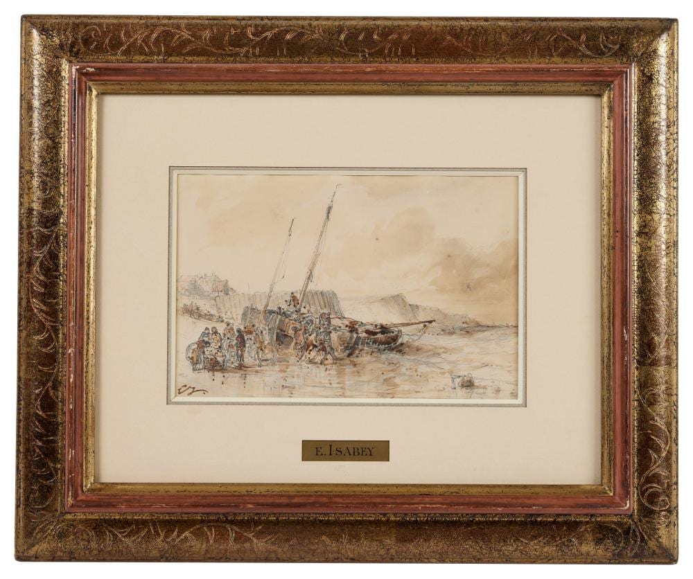 Eugène Isabey comparable auction result: eug ne isabey 1803 1886 le retour de la p che aquarelle sur traits de crayon noir sur papier