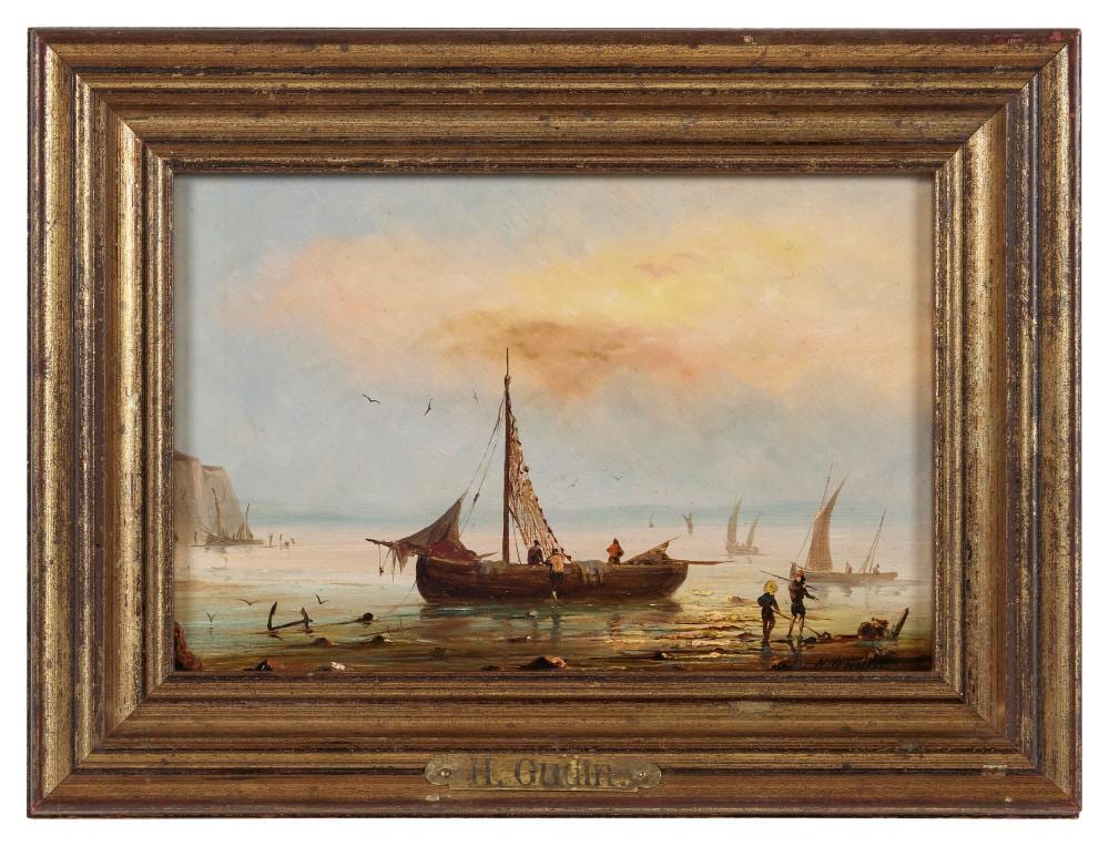 Henriette Gudin comparable auction result: henriette herminie gudin 1825 b teau de p che sur la gr ve huile sur panneau sign en ba
