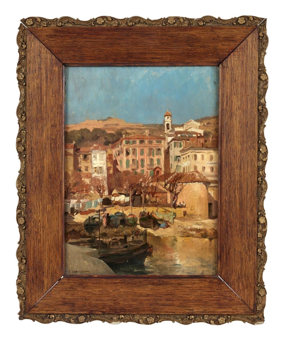 Emile Charles Dameron comparable auction result: emile charles dameron 1848 1908 vue pr sum e du port de nice huile sur panneau sign en