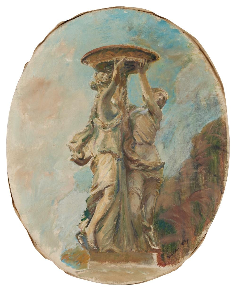 Walter Gay comparable auction result: walter gay etats unis france 1856 1937 etude de fontaine huile sur toile en oval sign wa