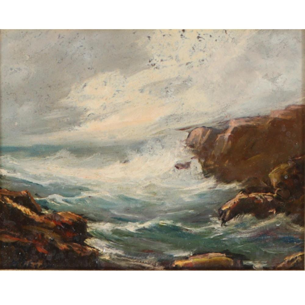 William Arnold comparable auction result: william arnold w a eyden jr indiana 1893 1982 crashing waves rocky shore seascape oil on board 7 3 4 h x 9 1 2 w sight 9 1 2 h x 11 3 4 w frame