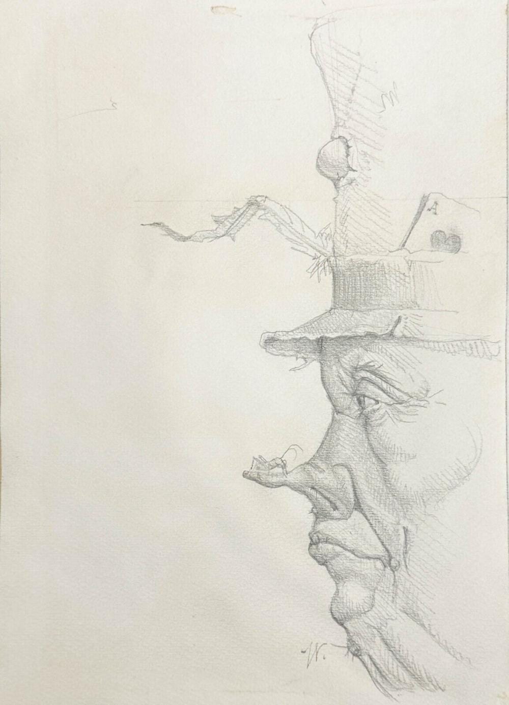 Werner Wildner comparable auction result: werner wildner german us 20th c graphite drawing figure w grasshopper