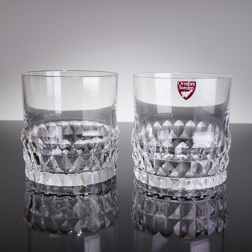 Ingeborg Lundin comparable auction result: a pair of orrefors silvia crystal flat tumblers by ingeborg lundin