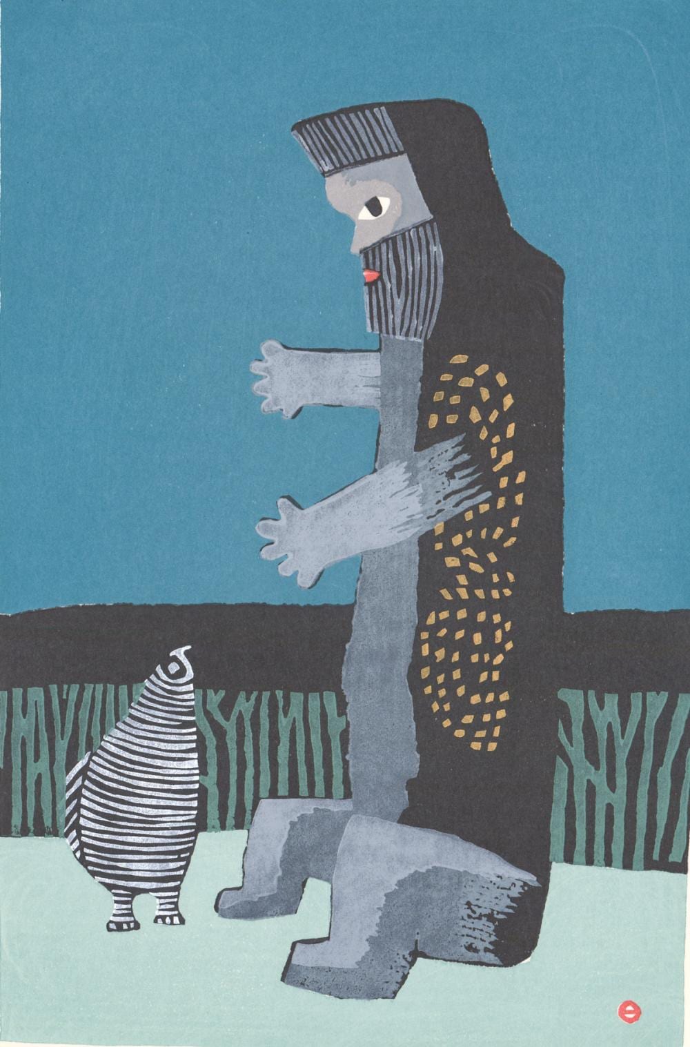 Umetaro Azechi comparable auction result: umetaro azechi signed woodblock mountain man