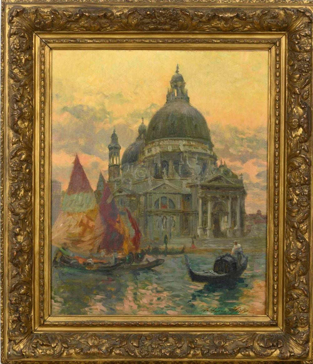 Arthur Midy comparable auction result: arthur midy vista de veneza leo sobre tela dim aprox 61 5 x 50 cm