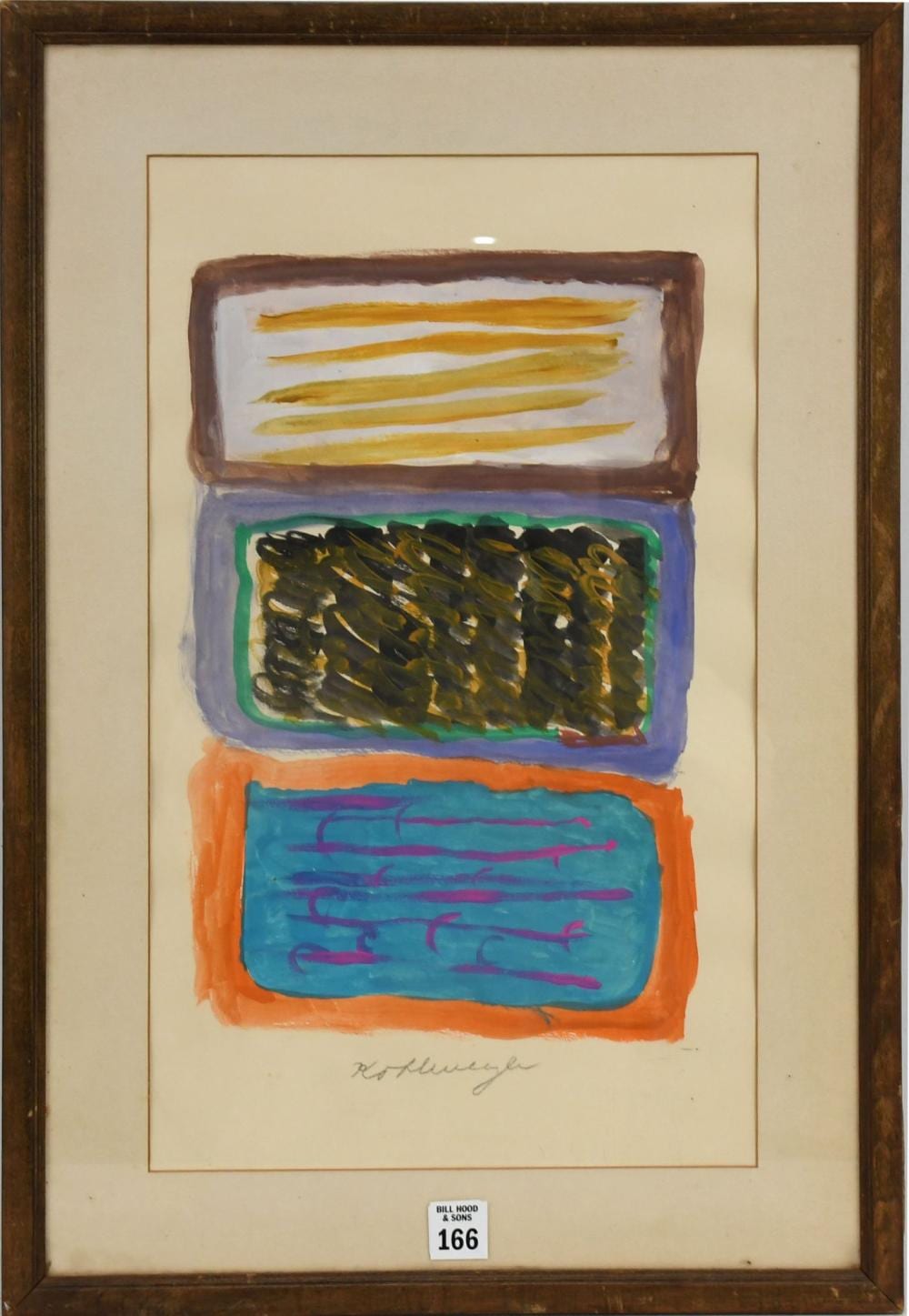 Ida Kohlmeyer comparable auction result: ida kohlmeyer us louisiana 1912 1997 gouache watercolor 3 modern painted shapes sight size 10 1 2 x 18 inches overall framed size 23 x 15 3 4 inches
