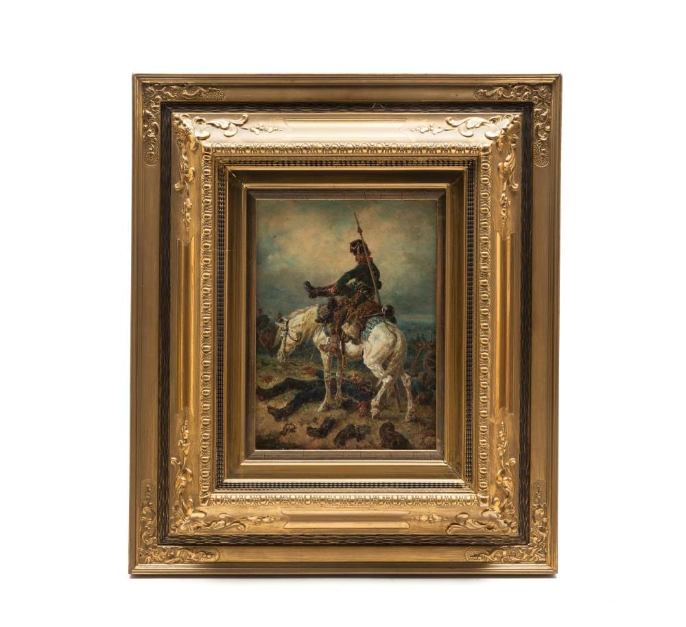 Friedrich Kaiser comparable auction result: friedrich kaiser german 1815 1890 oil on canvas of prussian soldier on white horse frame 22 25 h 19 w canvas 11 5 h 9 25 w