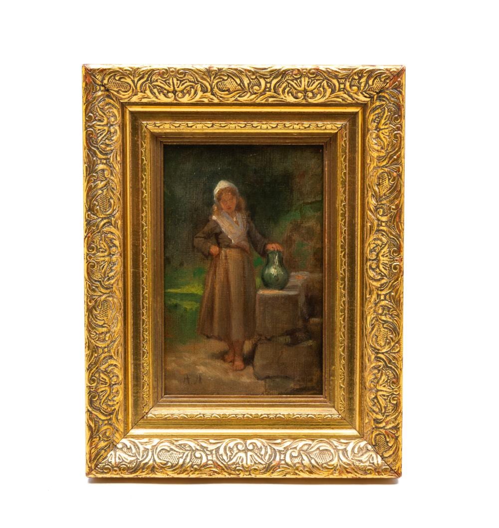 Edwin Austin Abbey comparable auction result: edwin austin abbey american 1852 1911 oil on board portrait of a woman frame 15 5 h 12 w board 10 25 h 6 75 w