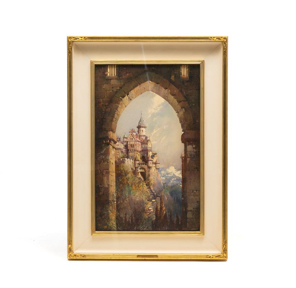 Noel Harry Leaver comparable auction result: noel harry leaver british 1889 1951 mad king s castle bavarian alps watercolor frame 23 75 h 17 w sight 17 5 h 11 w