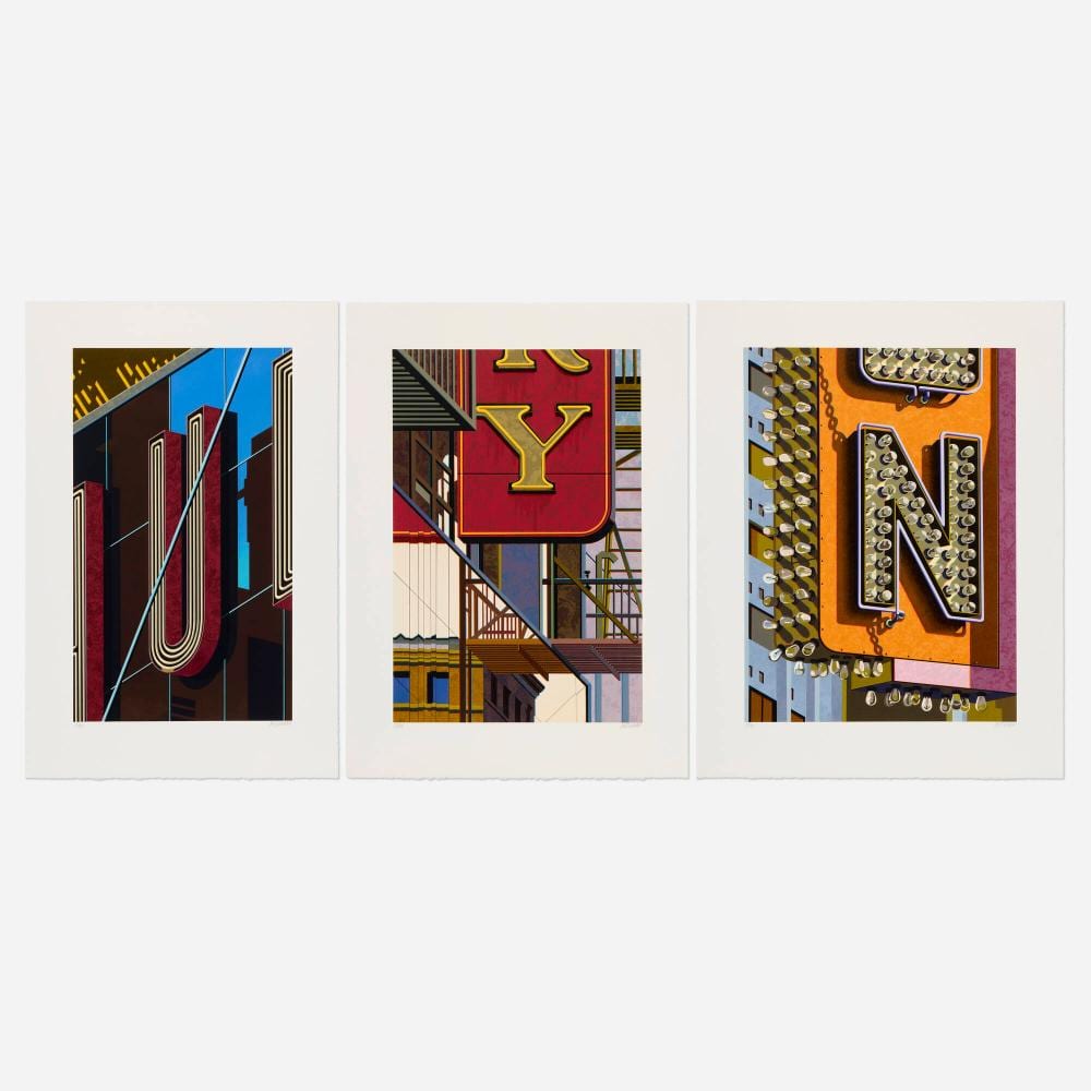 Robert Cottingham comparable auction result: robert cottingham three works from the an american alphabet portfolio