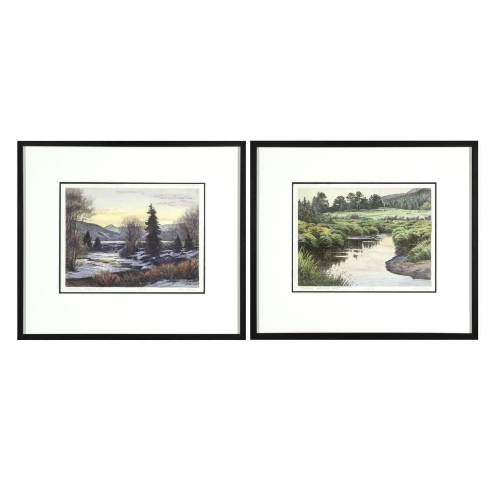 Jay Moore comparable auction result: jay moore pair of prints nightfall eagle river predawn horseshoe park