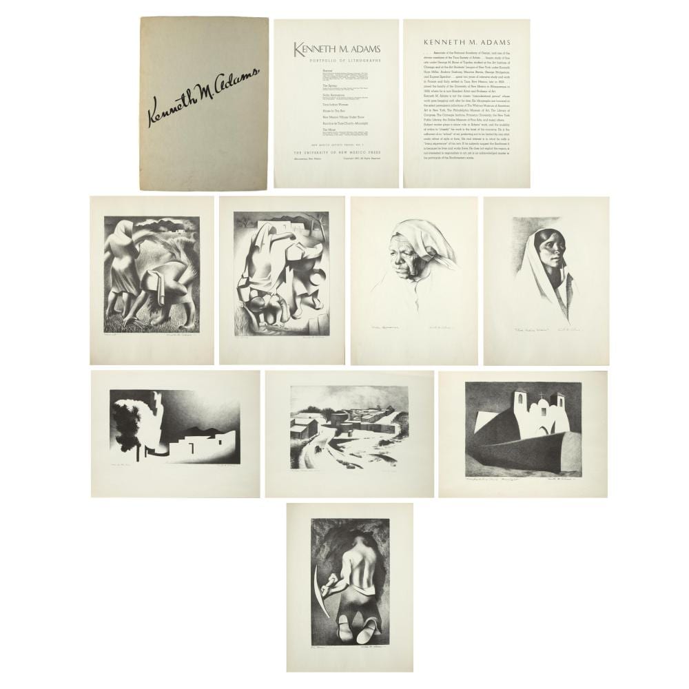 Kenneth Miller Adams comparable auction result: kenneth miller adams portfolio of lithographs new mexico artists series no 1 1950