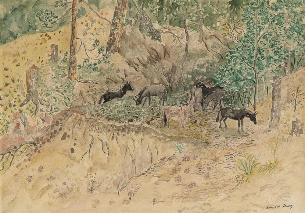 Randall Davey comparable auction result: randall davey wild burros taos mountains
