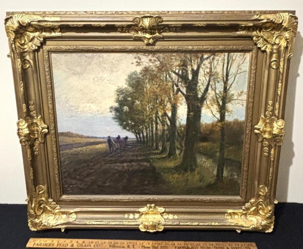 Seth Corbett Jones (American, b.1853, d.1929) Country Road Oil on Canvas Painting GILT FRAMED sold by One Source Auctions, lot 163 — auction record photograph