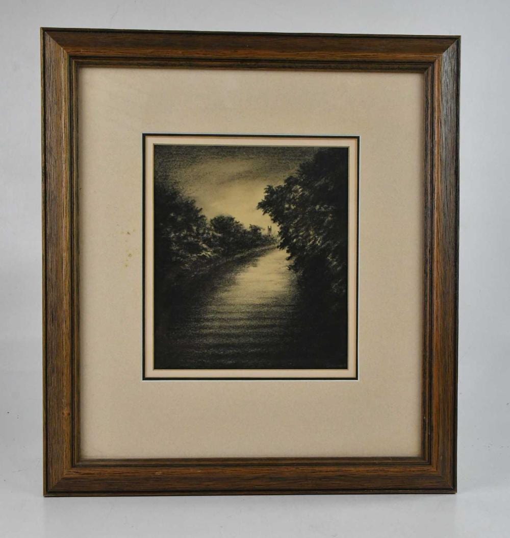 Trevor Grimshaw comparable auction result: trevor grimshaw 1947 2001 pencil graphite canal curve signed and dated 91 20 x 18cm framed and glazed