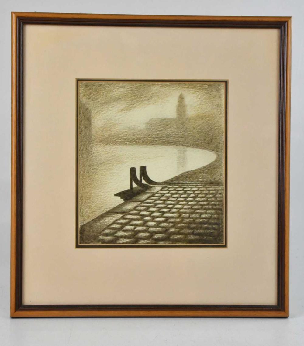 Trevor Grimshaw comparable auction result: trevor grimshaw 1947 2001 pencil and graphite wigan pier signed dated 1991 verso 18 x 16 5cm framed and glazed