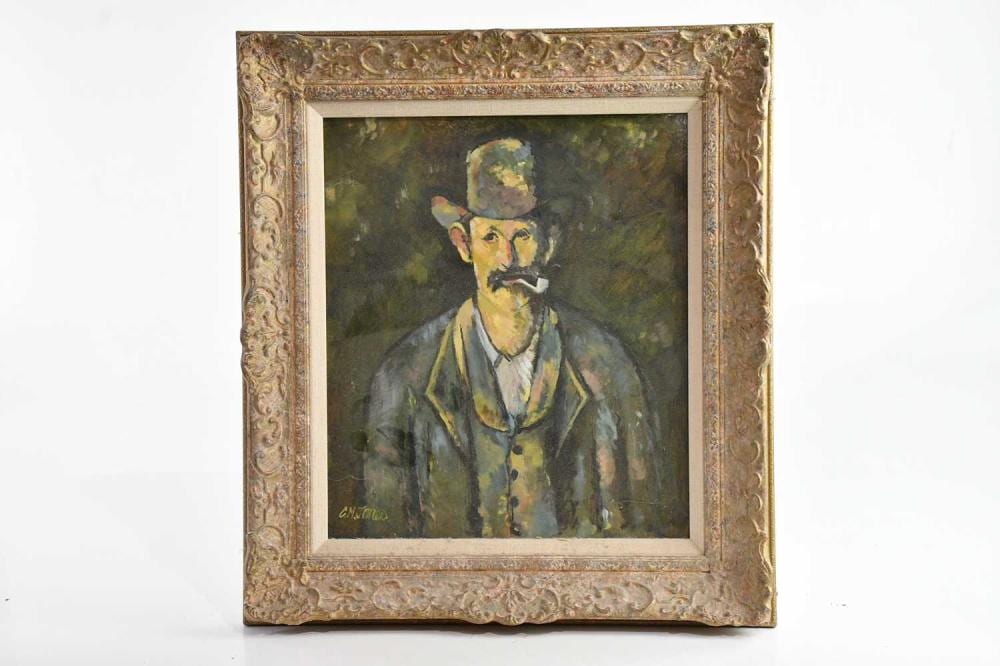 Charles Jones comparable auction result: charles jones 1923 2008 oil on board man smoking pipe signed lower left 34 x 30cm framed