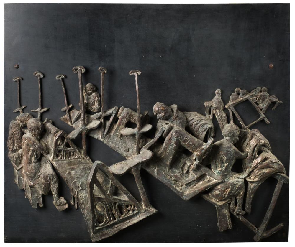 Koenig (Ghisha, 1921-1993). Workers at Singer Sewing Machines, 1954, bronze sold by Dominic Winter Auctions, lot 165 — auction record photograph