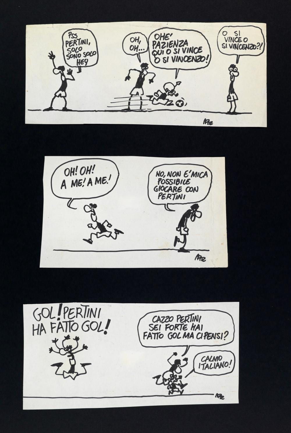 Andrea Pazienza comparable auction result: andrea pazienza pertini ha fatto gol 80s