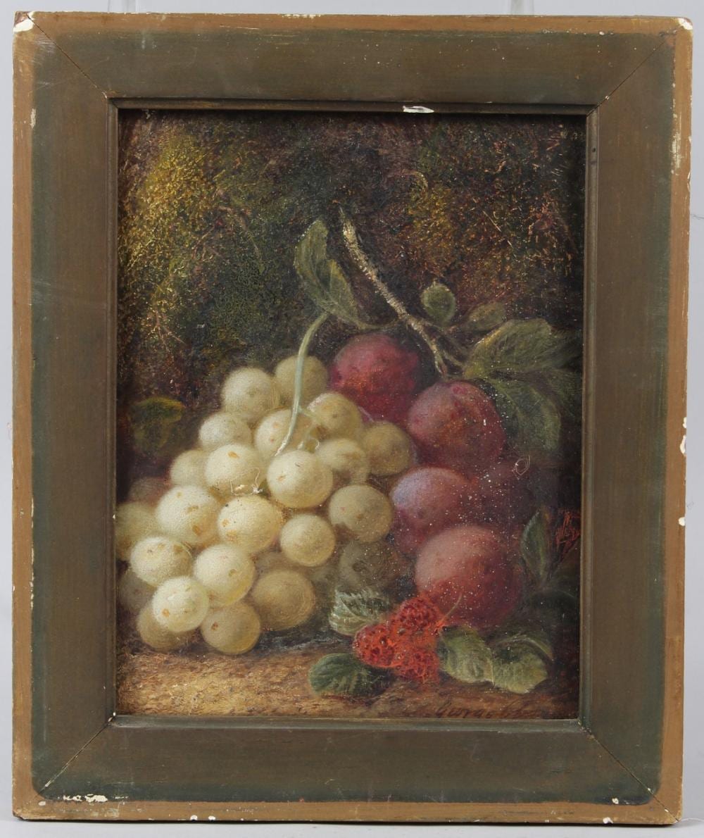George Clare comparable auction result: george clare 1830 1900 still life of grapes and plums oil on canvas signed 22 x 17cm