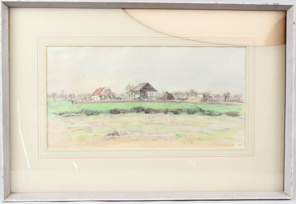 George Weissbort comparable auction result: george weissbort 1928 2013 landscape with farm buildings watercolour signed and dated 1959 19 x 38cm