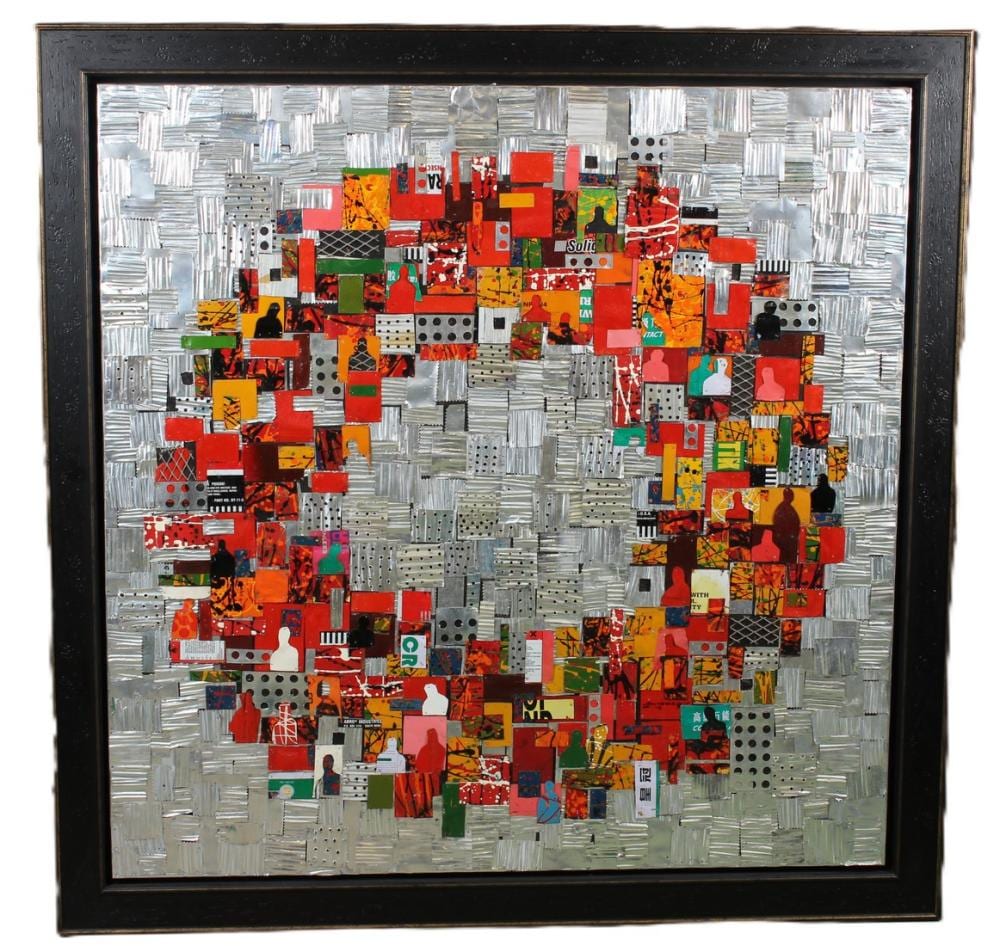 ALEX NWOKOLO comparable auction result: alex nwokolo b 1963 global networking mixed media on board inscribed and dated 2012 verso 122 x 122cm