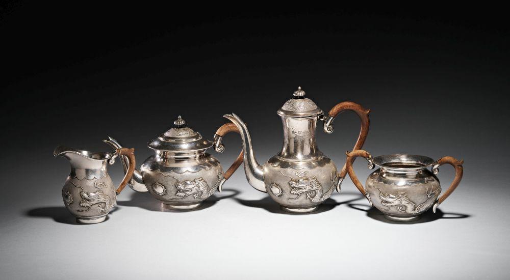 A CHINESE EXPORT SILVER TEA SET, 19TH/20TH CENTURY sold by PLAKAS, lot 79 — auction record photograph