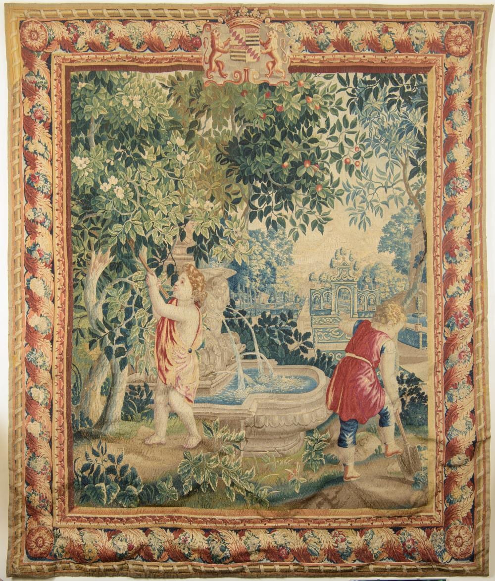 Charles LeBrun comparable auction result: charles le brun dapres manifattura reale di gobelins arazzo dalla serie les enfants jardiniers