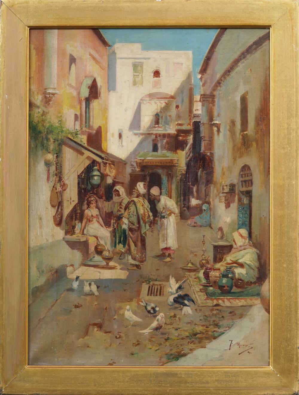 Joaquin Miro comparable auction result: joaquin miro 1849 1914 antique spanish orientalist north african market scene original oil painting