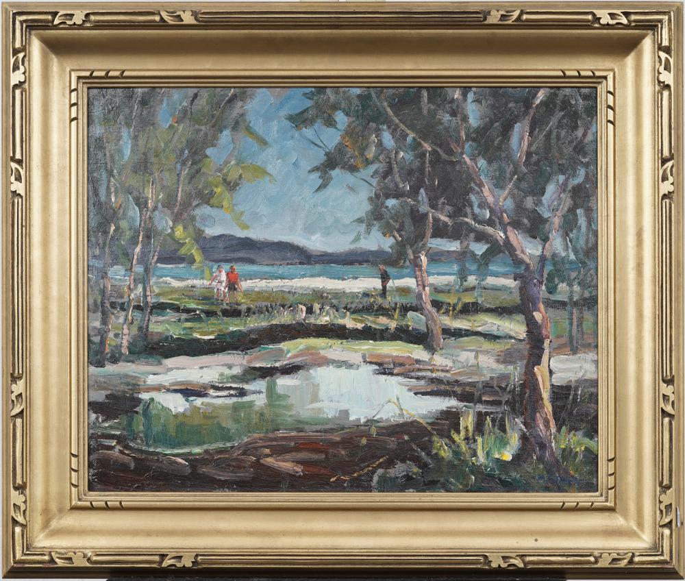Melville F Stark 1903-1987 Vintage American Impressionist Coastal Beach Scene Original Oil Painting sold by Curated Gallery Auctions, lot 107 — auction record photograph