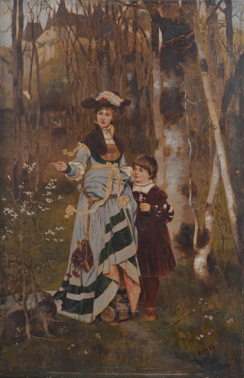 Eduard Niczky comparable auction result: eduard niczky 1850 1919 antique german aristocratic mother and son original oil genre painting