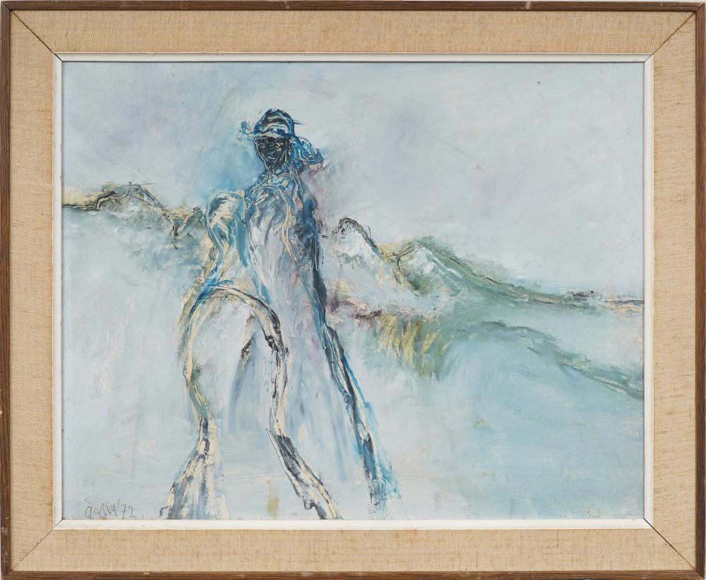 Gerald Davis comparable auction result: gerald davis 1938 2005 irish modernist abstract figurative winter travelers original painting