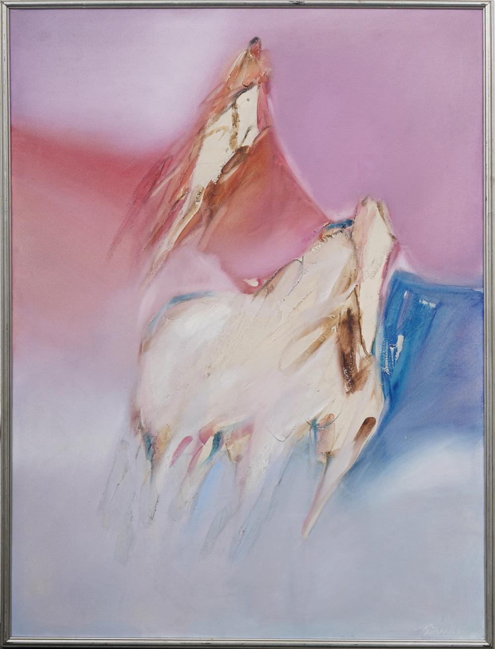 Jean Richardson Vintage American Abstract Equestrian Crystal Horse Original Oil Painting Signed sold by Curated Gallery Auctions, lot 256 — auction record photograph