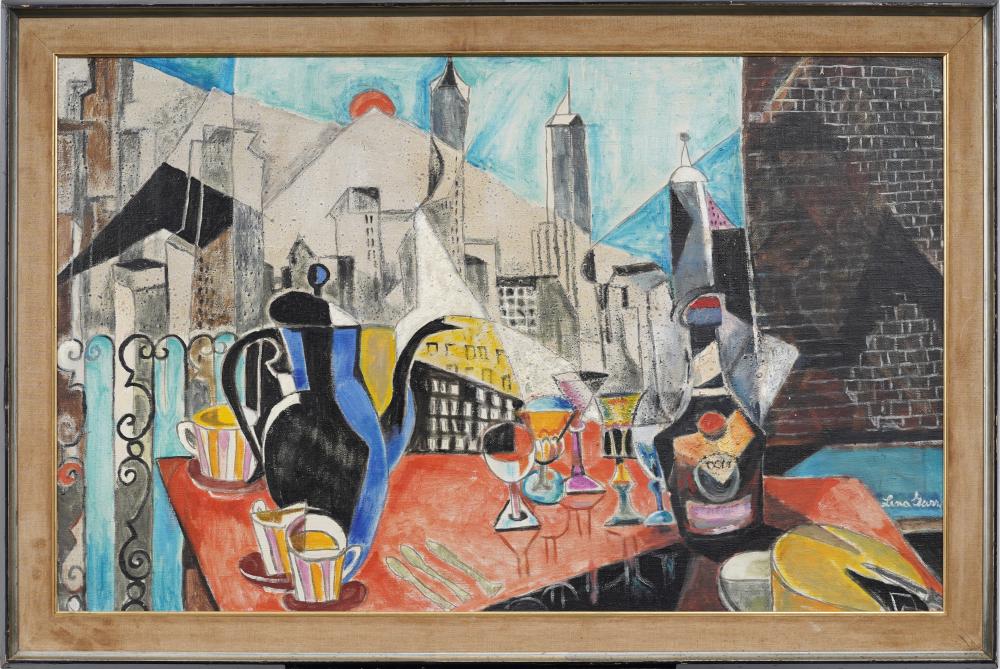 lena gurr 1897 1992 vintage american female modernist large cubist still life framed oil painting · Curated Gallery Auctions · 2026-03-22 Lena Gurr comparable auction result: lena gurr 1897 1992 vintage american female modernist large cubist still life framed oil painting