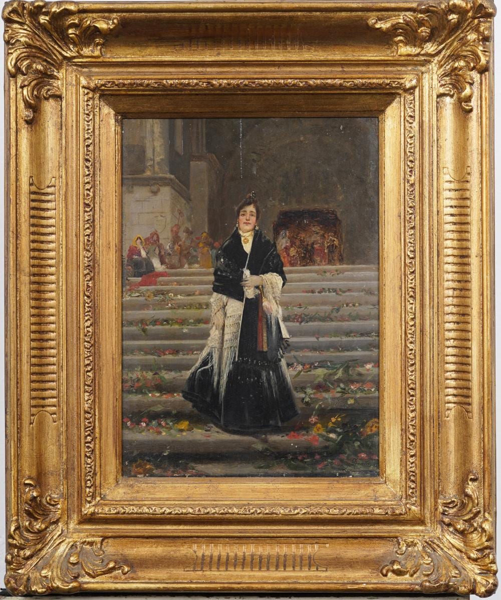 jose garcia ramos 1852 1912 signed antique spanish impressionist woman portrait oil painting · Curated Gallery Auctions · 2026-03-22 José García Ramos comparable auction result: jose garcia ramos 1852 1912 signed antique spanish impressionist woman portrait oil painting